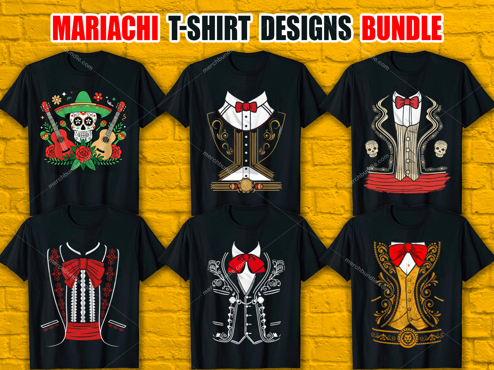 Mariachi T-Shirt Designs Bundle V.2