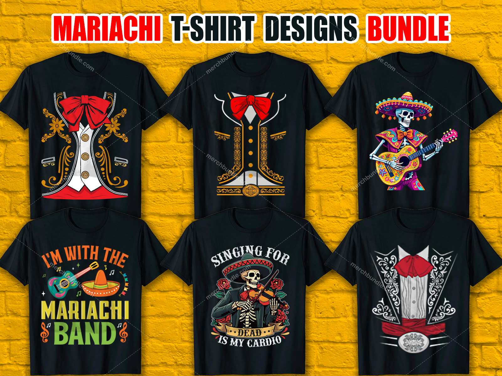 Mariachi T-Shirt Designs Bundle V.2