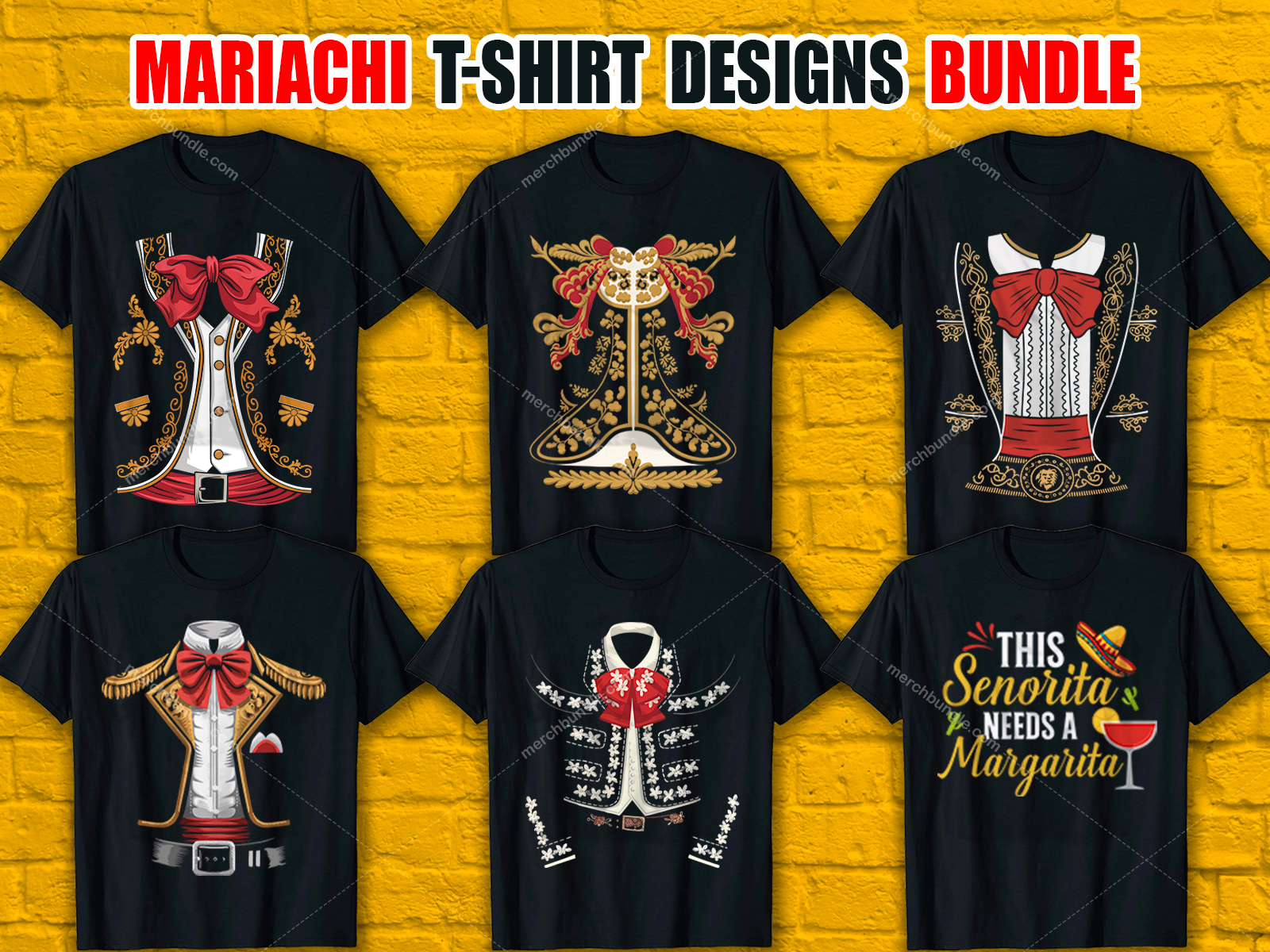 Mariachi T-Shirt Designs Bundle V.2