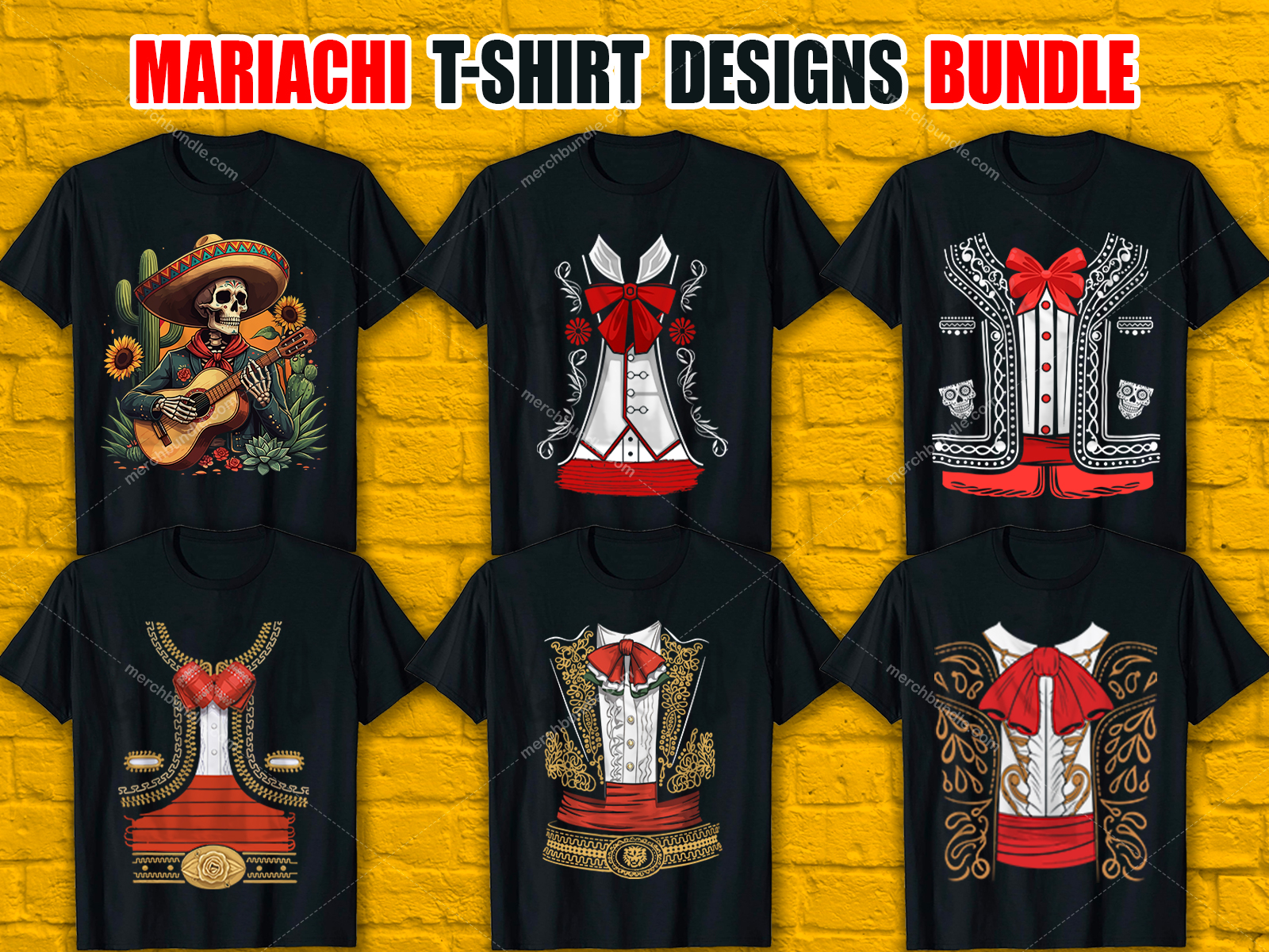 Mariachi T-Shirt Designs Bundle V.2