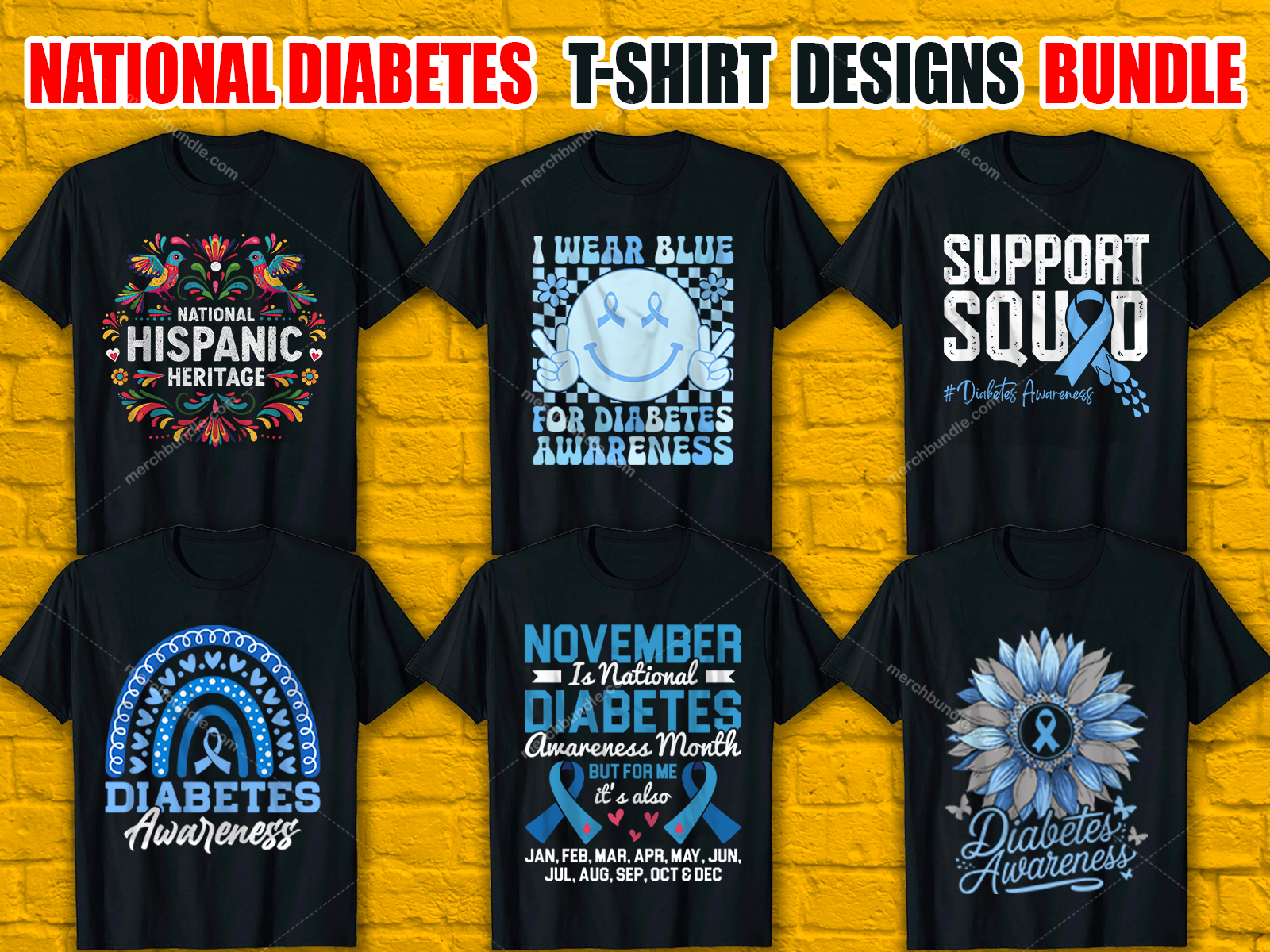 National Diabetes Month T-Shirt Designs Bundle V.2