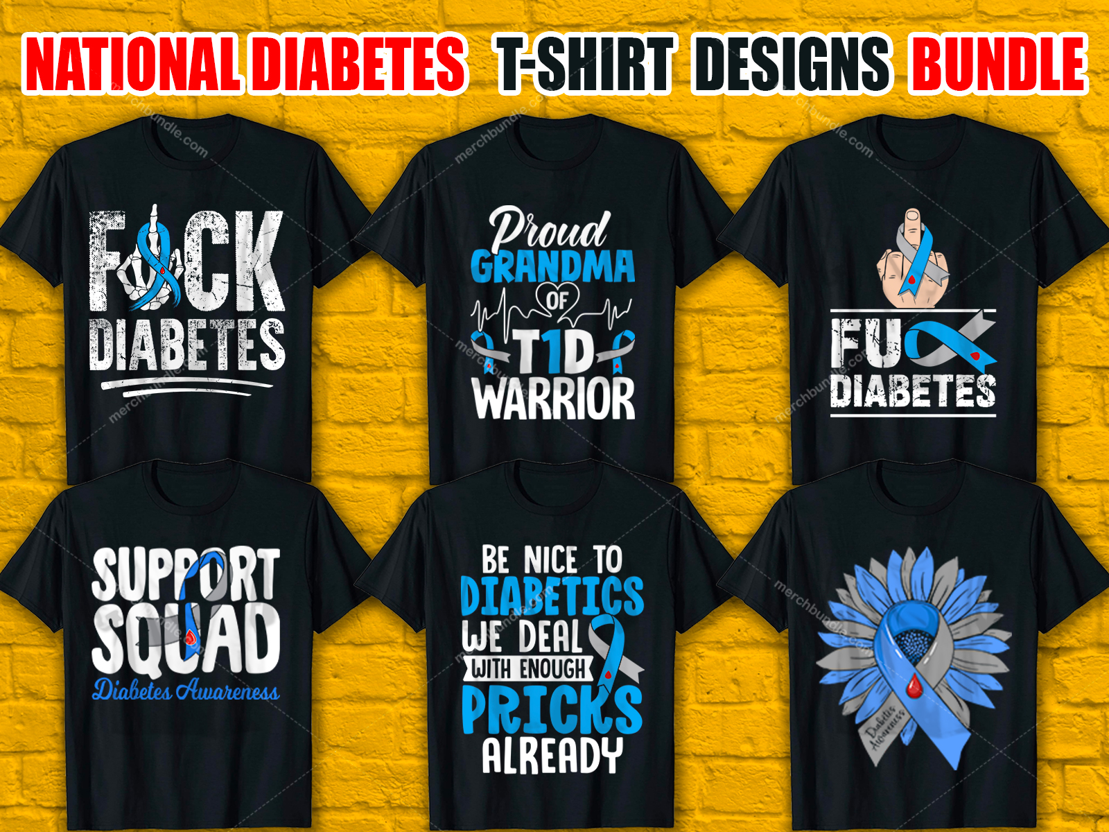 National Diabetes Month T-Shirt Designs Bundle V.2