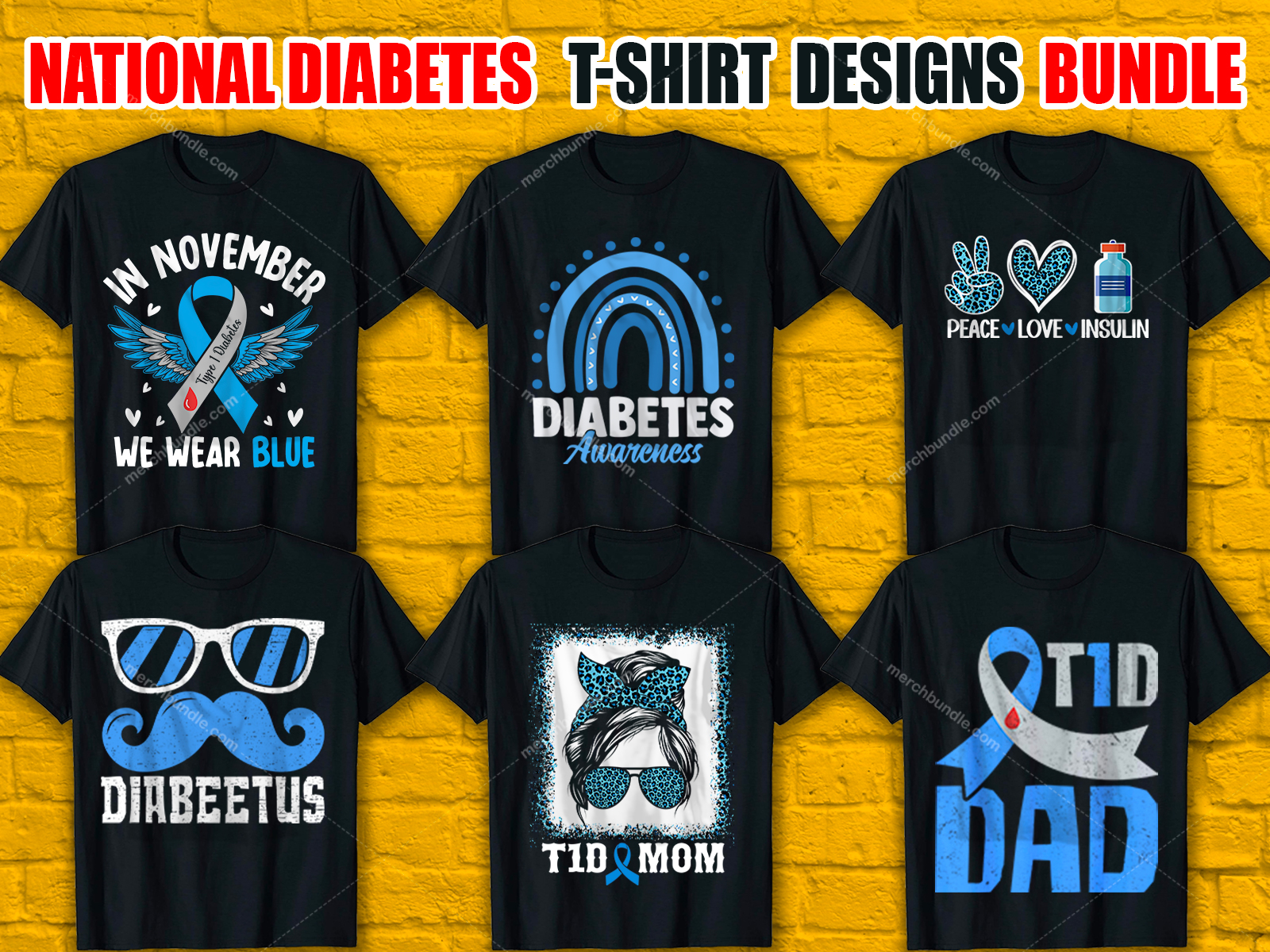 National Diabetes Month T-Shirt Designs Bundle V.1