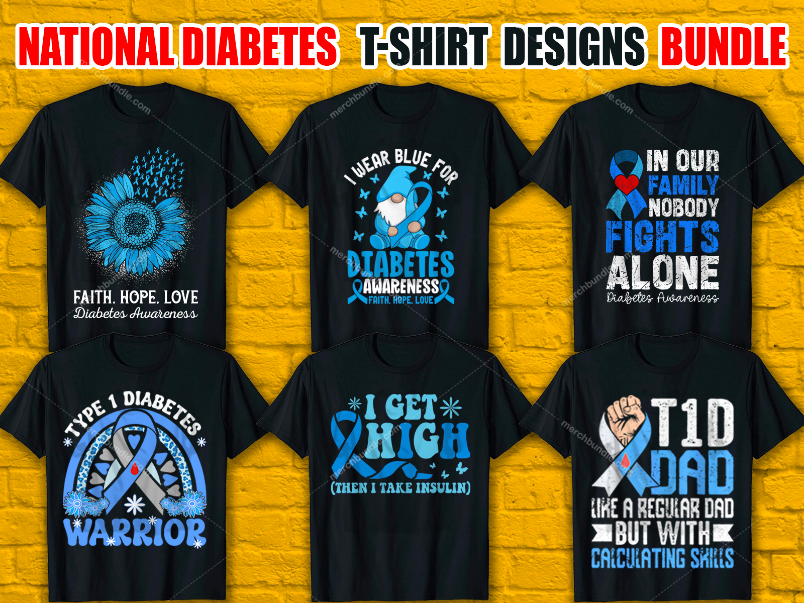 National Diabetes Month T-Shirt Designs Bundle V.2