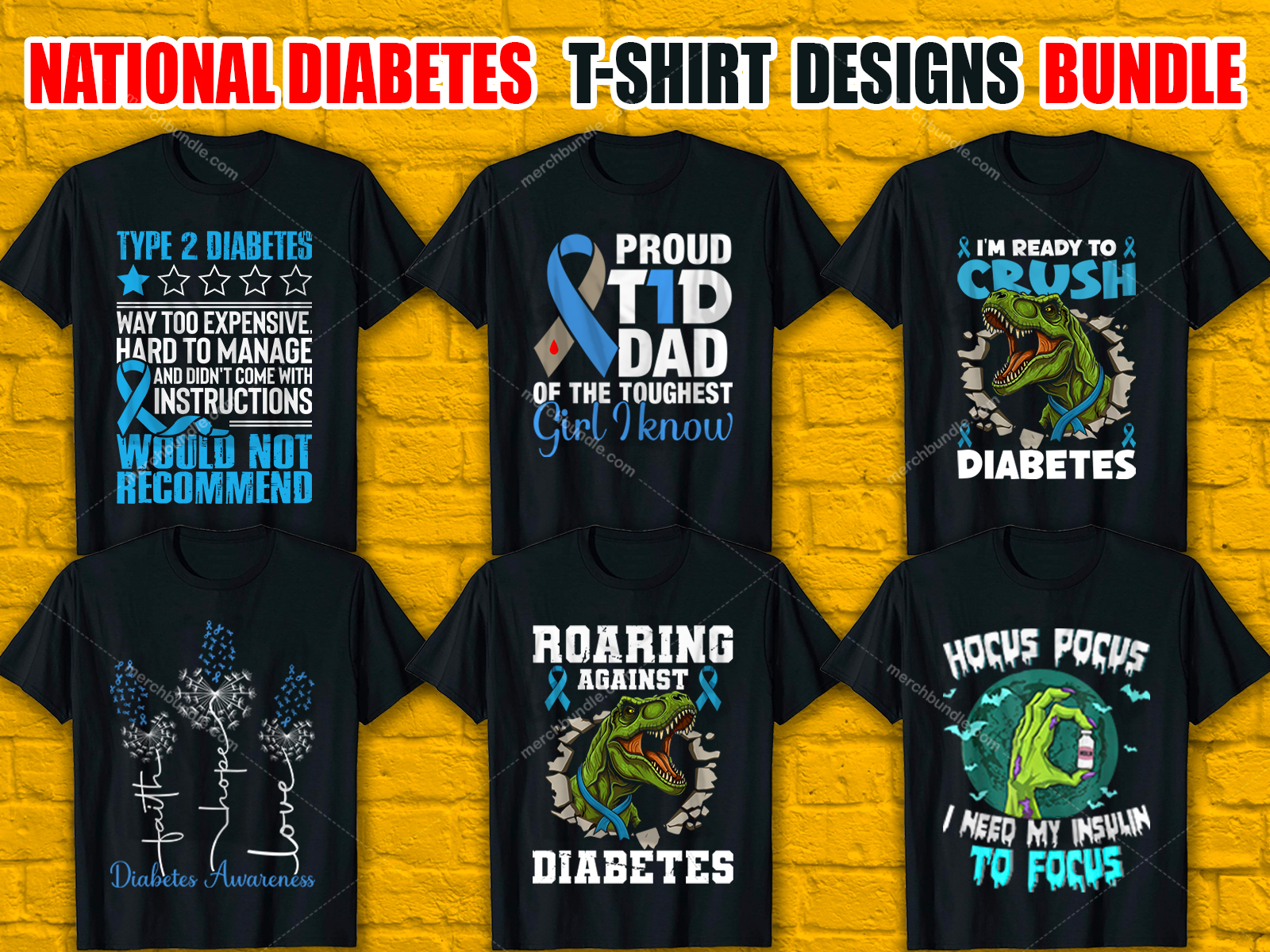 National Diabetes Month T-Shirt Designs Bundle V.2