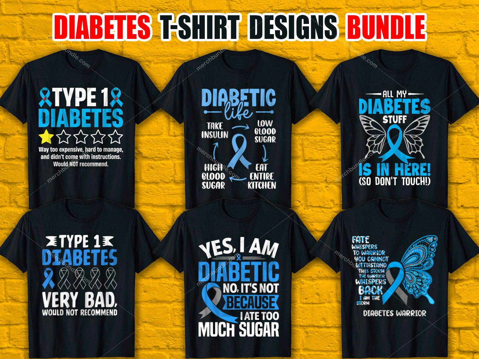 National Diabetes Month T-Shirt Designs Bundle V.3