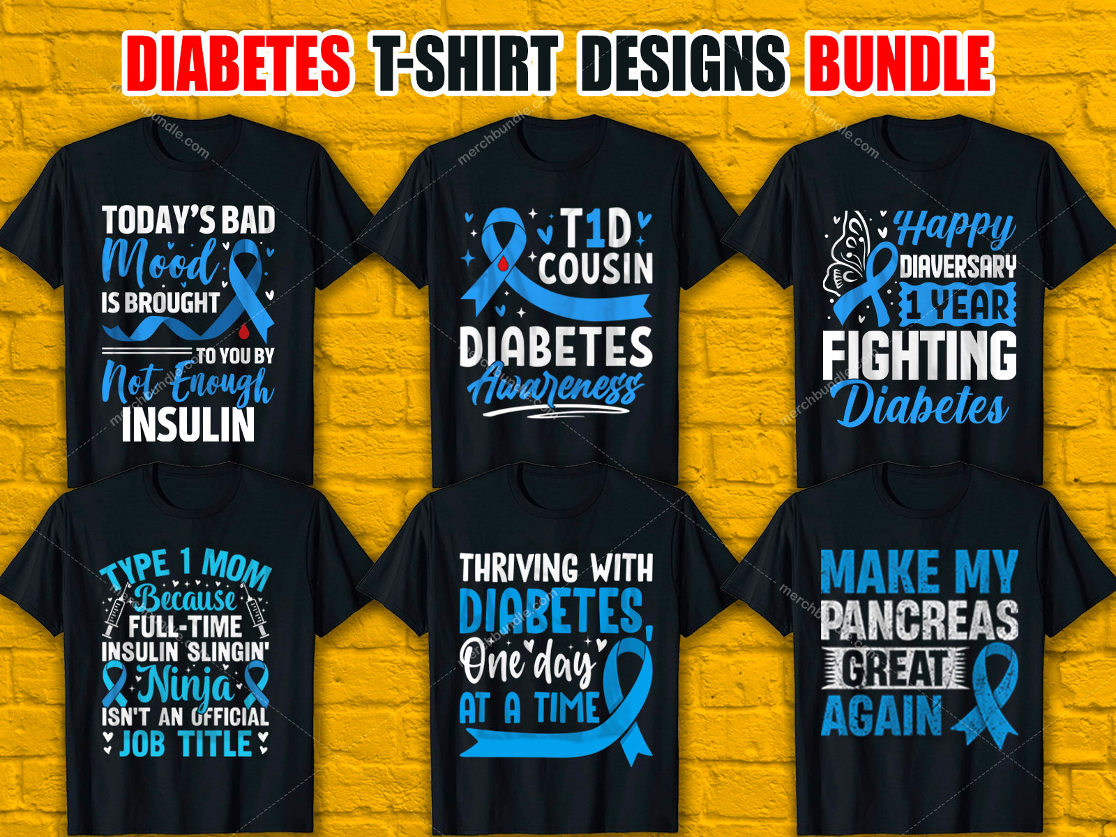 National Diabetes Month T-Shirt Designs Bundle V.3