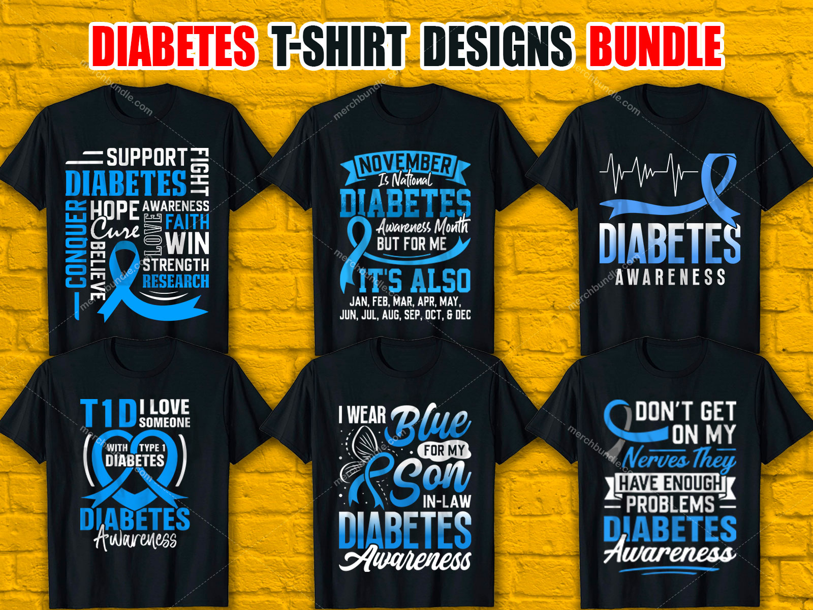 National Diabetes Month T-Shirt Designs Bundle V.3