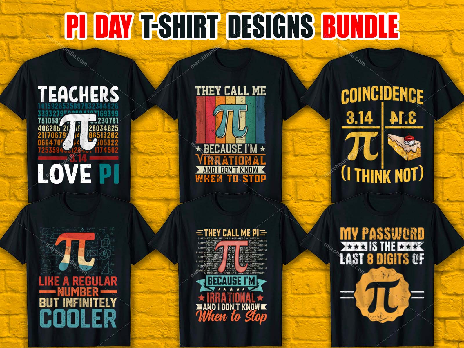 Pi Day T-Shirt Designs Bundle V.1