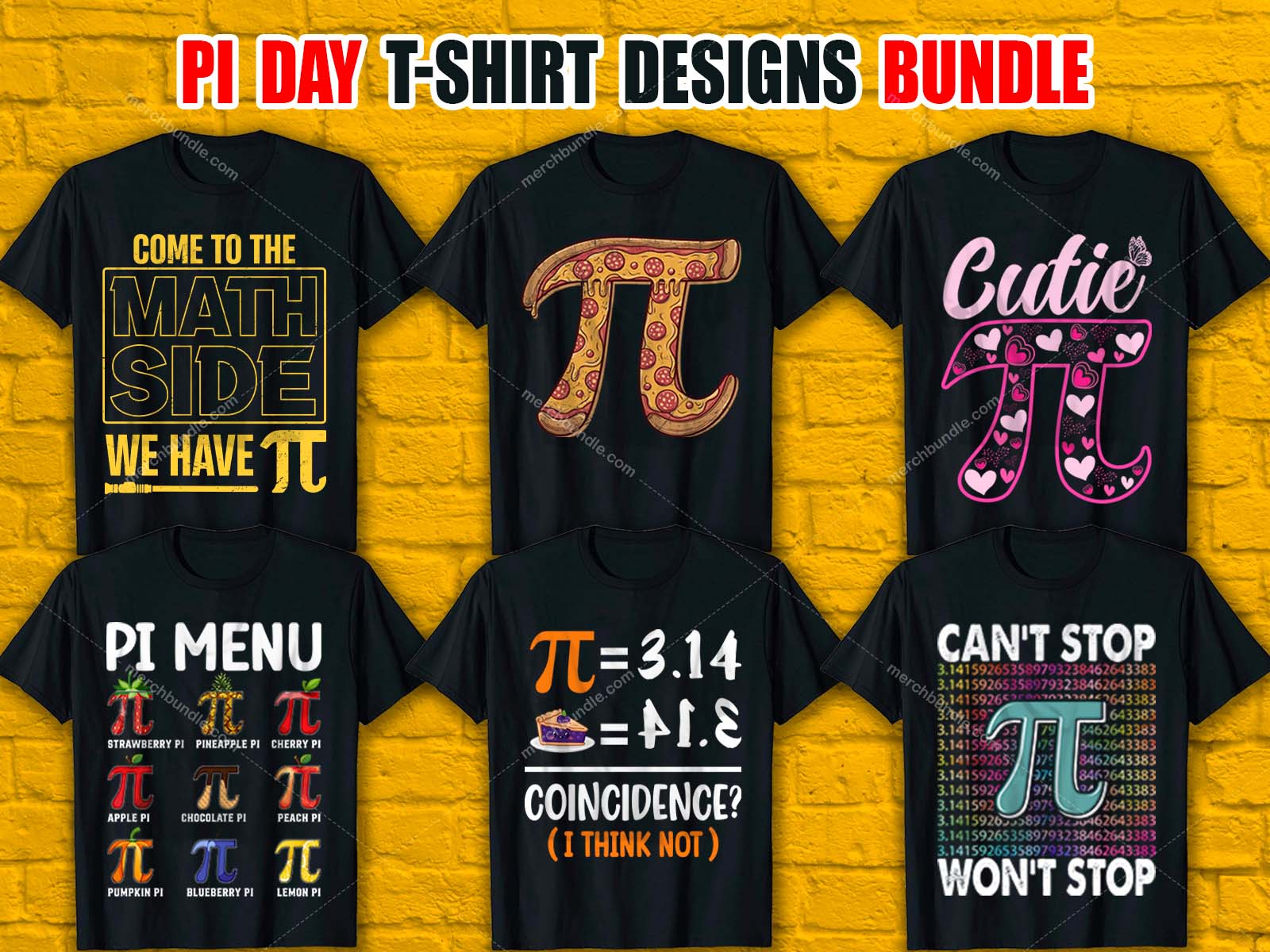 Pi Day T-Shirt Designs Bundle V.1