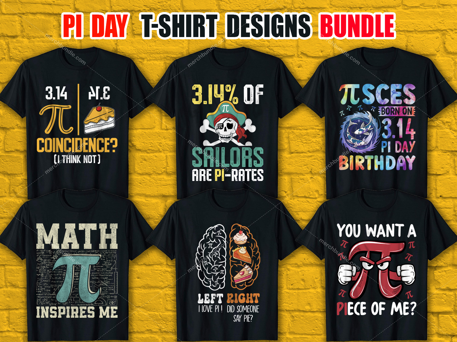 Pi Day T-Shirt Designs Bundle V.2