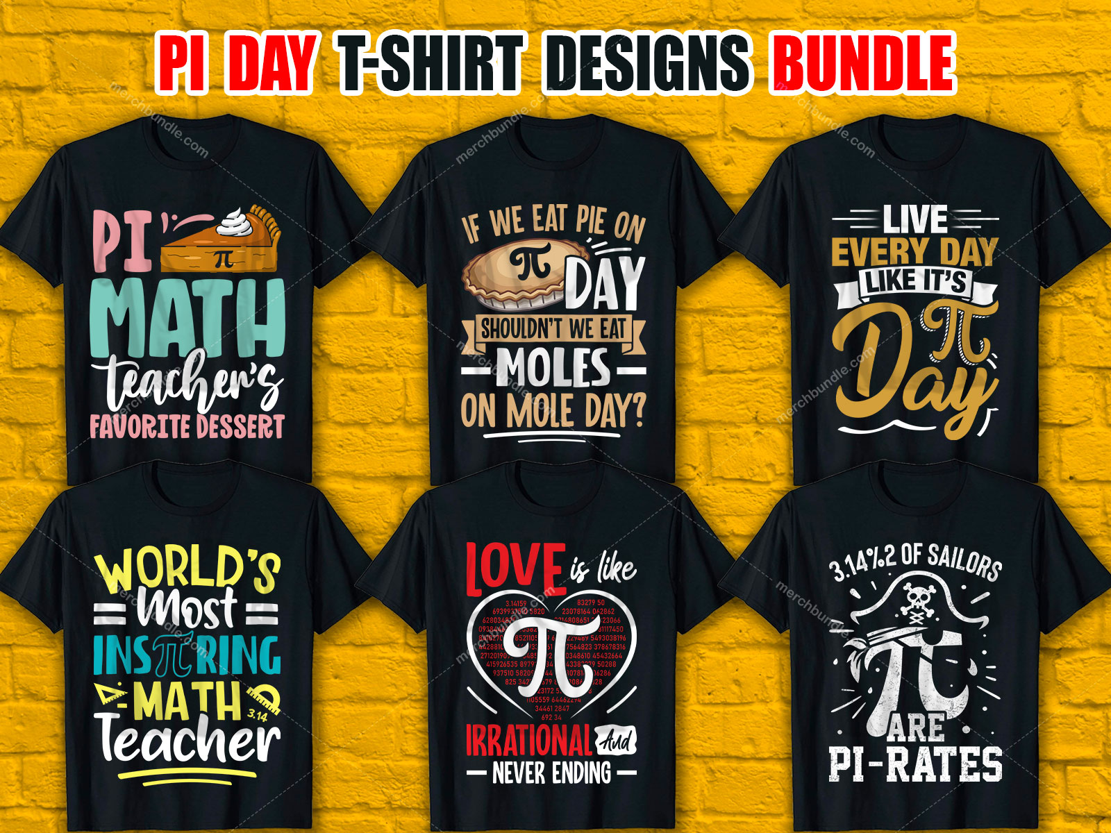 Pi Day T-Shirt Designs Bundle V.3