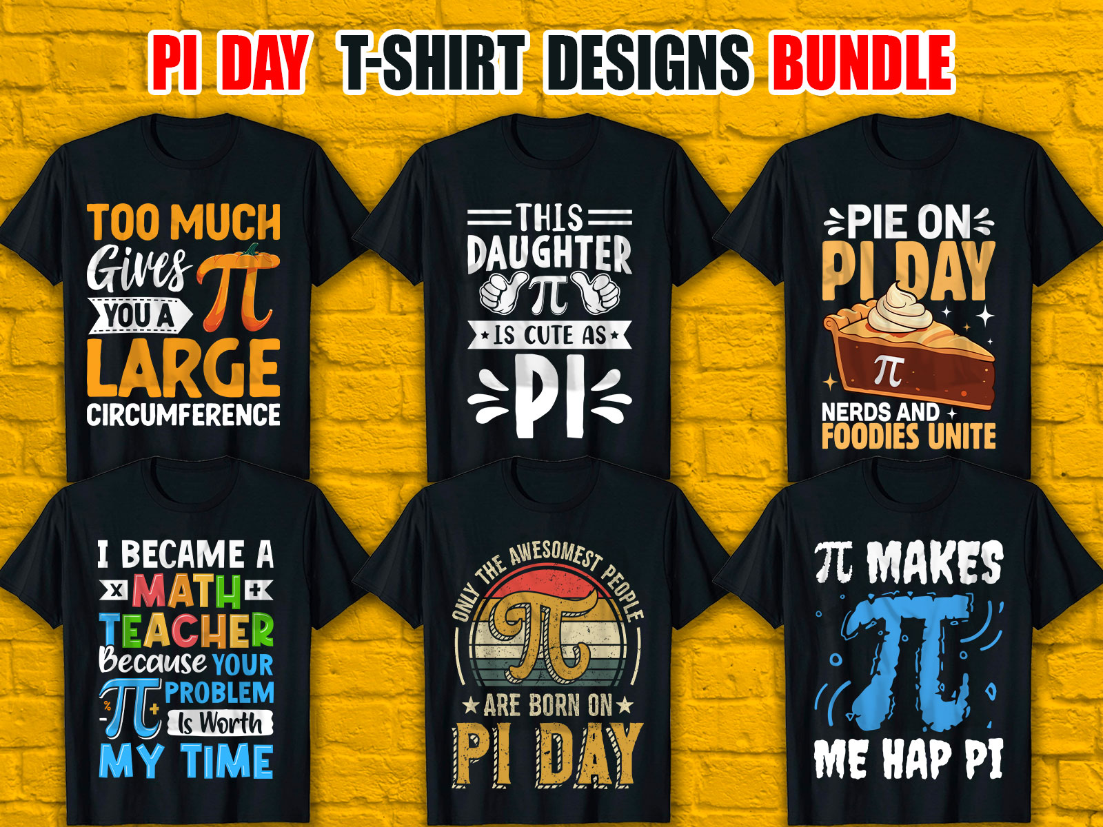 Pi Day T-Shirt Designs Bundle V.3