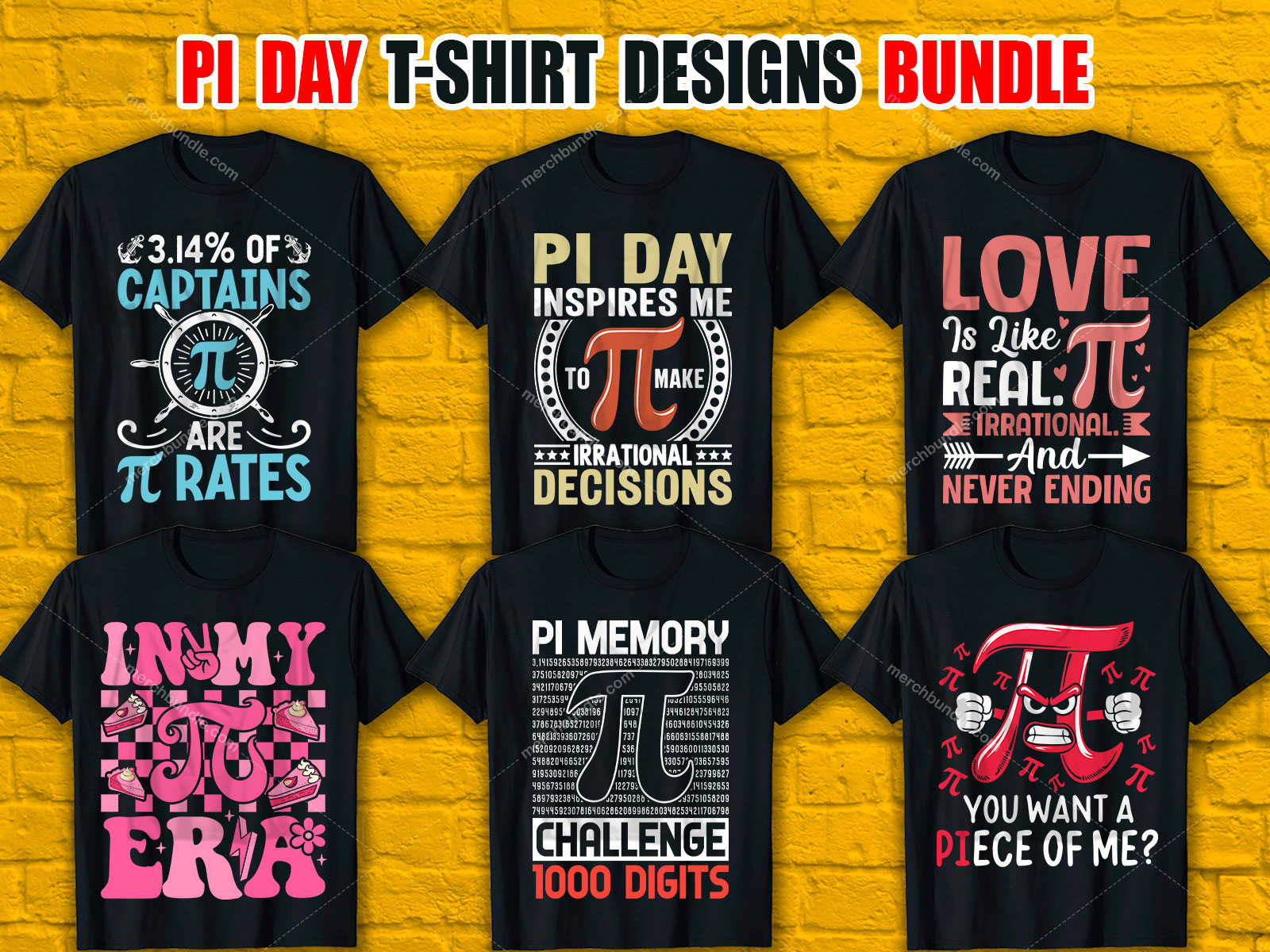 Pi Day T-Shirt Designs Bundle V.3